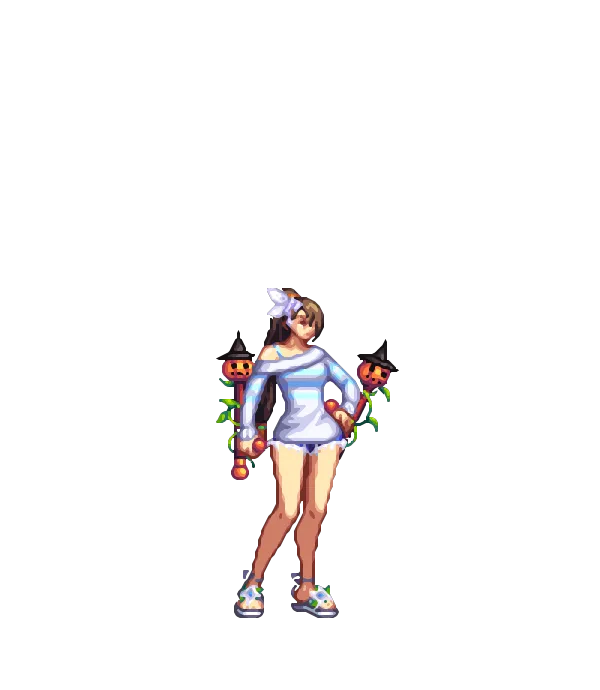 해상 열차 바캉스 크리스털  리본핀[C타입] 진 웨펀마스터의 대충 묶은 머리[A타입] 진중한 눈빛[A타입] 캠퍼스 새내기 언밸런스 니트[B타입] 해변의연인 핫팬츠[A타입] 비치샌들[A타입] 흉터[A타입] 웨펀셀렉터와 참새 친구들[A타입] 아라드 코스프레 에리카 피부[A타입] 검은 마녀의 호박 통파 [박쥐 타입] 룩