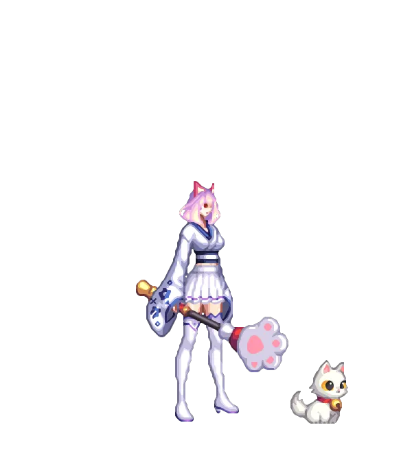왕립 아라드 고양이 귀[D타입] 유클리드의 빛나는 헤어[B타입] 패스 투명 아바타 얼굴 아시아 여행 일본 전통의상 상의[B타입] 에밀리아 스커트 부츠 목가슴 허리 건강한 피부 킹덤의 냥냥 망치 룩