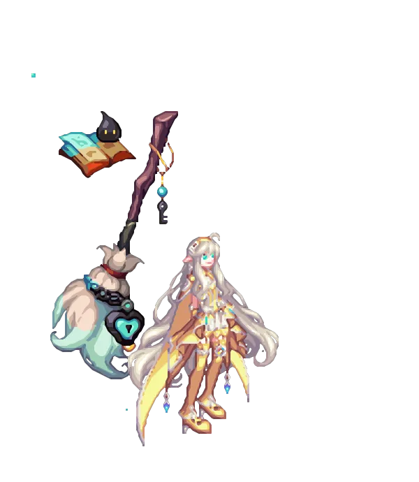 진 엘레멘탈마스터의 모티브 헤어밴드[골드] 롱 웨이브헤어[골드] 렌즈와 이어링[골드] 코트[골드] 스커트[골드] 힐[골드] 진리의 망토[골드] 프릴 벨트[골드] 순백의 피부[골드] 데스윙 룩