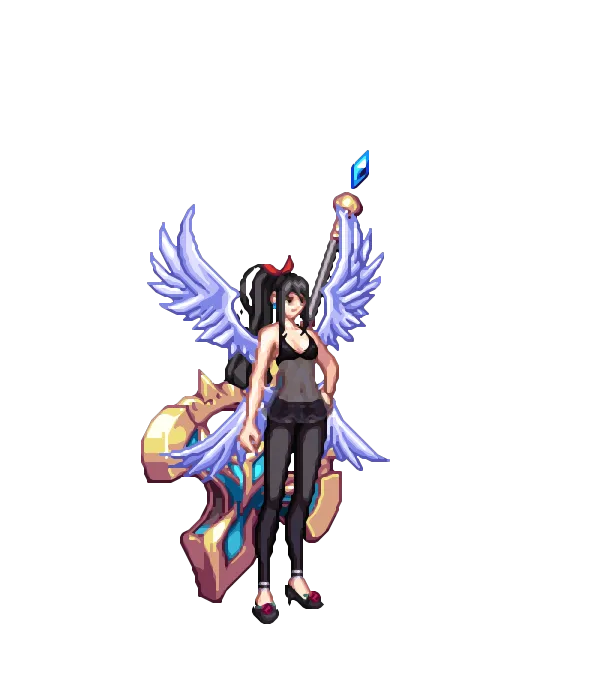 캐주얼룩 리본끈[B타입] 긴 포니테일[히든] 신비한 프로즌임페리얼 이어링 Brave 언더웨어 블랙 캐미솔 스포티걸의 스키니진[A타입] 웨딩 슈즈 청은날개 리디머의 두쌍 날개[C타입] 아라드 코스프레 그란디스 피부[A타입] 종막극의 비바체 룩