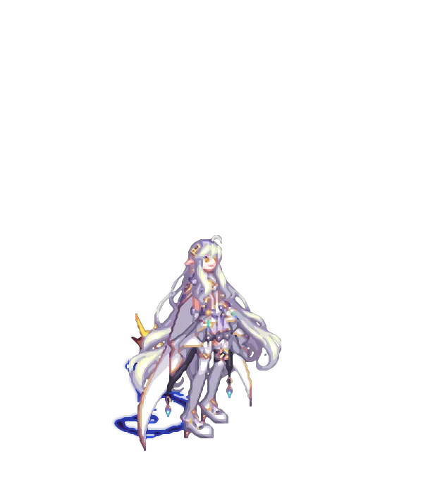 진 엘레멘탈마스터의 모티브 헤어밴드[실버] 롱 웨이브헤어[실버] 렌즈와 이어링[실버] 코트[실버] 스커트[실버] 힐[실버] 진리의 망토[실버] 프릴 벨트[실버] 순백의 피부[실버] 포식의 욕망 룩