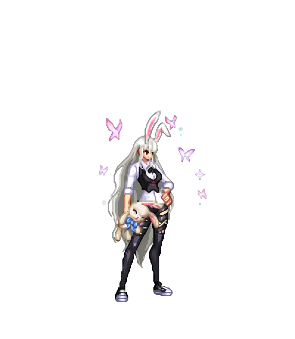 접힌 토끼귀[A타입] 레이스 롱웨이브 머리 강인한 여NINJA의 레드 아이라인[B타입] 베스트 댄디 블라우스[A타입] 섹시미녀 가죽팬츠[A타입] 스니커즈[C타입] 샤방 나비 효과 [여격투가] 알리시아의 토끼인형 순백의 서약 살굿빛 피부 룩