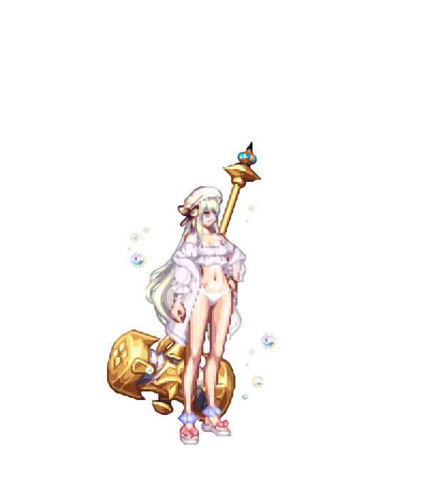 노블레스 화이트 리본 베레모 미카엘라의 고결한 머리카락[C타입] 워터밤 페스타 이어링과 메이크업[시크릿] 프릴과 반투명 후드[시크릿] 수영복 팬츠[시크릿] 프릴 샌들[시크릿] 버블 팝[시크릿] 하트 페인팅[시크릿] 아라드 코스프레 그란디스 피부[A타입] 디멘션 여프리스트의 무기 룩