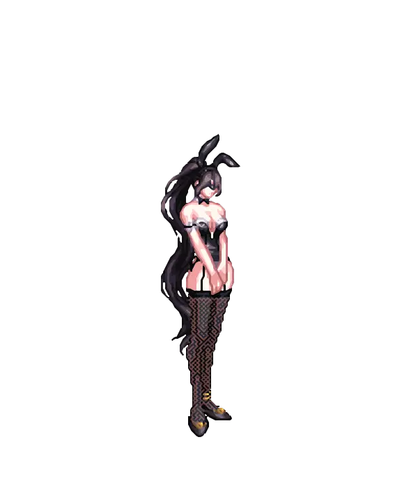 바니바니 아라드 토끼머리띠[A타입] 블랙 팬텀 롱 포니테일 고딕 다크 퍼플 메이크업[C타입] 레자 바니옷[A타입] 가터 스타킹 [A타입] 진 메카닉의 문양 장식 하이힐[A타입] 리본 초커[A타입] 토끼 꼬리[A타입] 포레스트 엘프 사냥꾼의 순백의 피부[E타입] 거너의 장미 총 룩